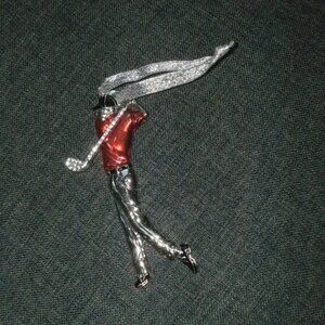 Collectible Harvey Lewis Golf Golfer Ornament Silverplated Swarovski Crystal